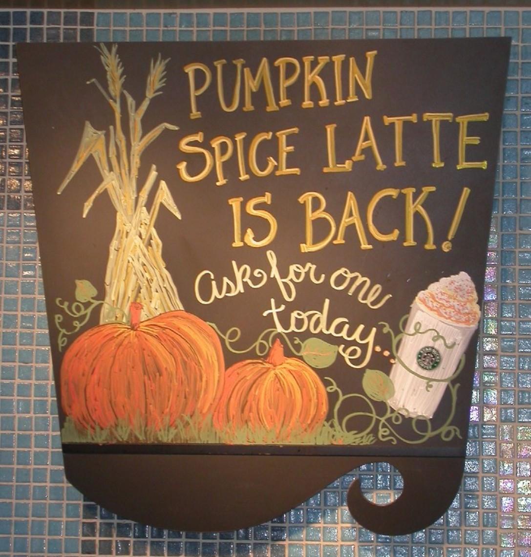 Image result for starbucks pumpkin spice latte signs